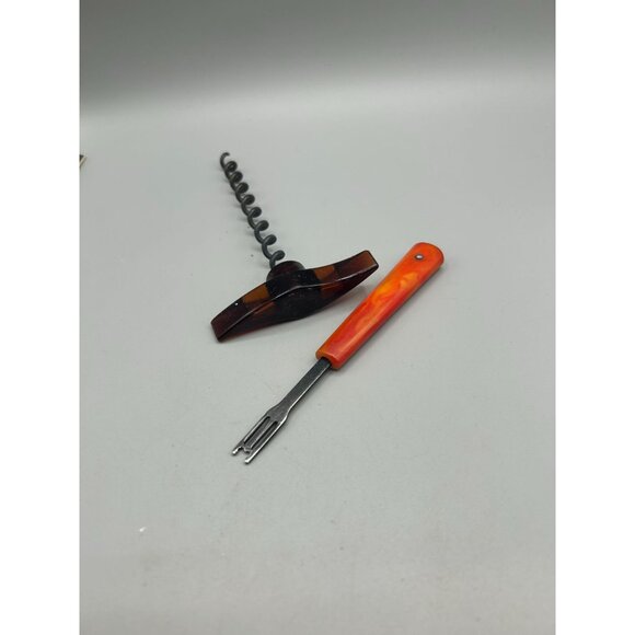 Vintage Bakelite & Metal Corkscrew and Two Prong Bottle Opener Set - Picture 6 of 8